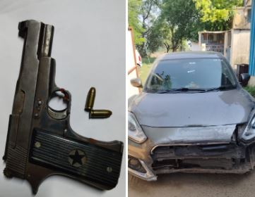 जमानत पर बाहर आते ही फिर वारदात की फिराक में था शातिर अपराधी, झांसीरोड पुलिस ने कार से पकड़ा,पिस्टल और 2 कारतूस जप्त
